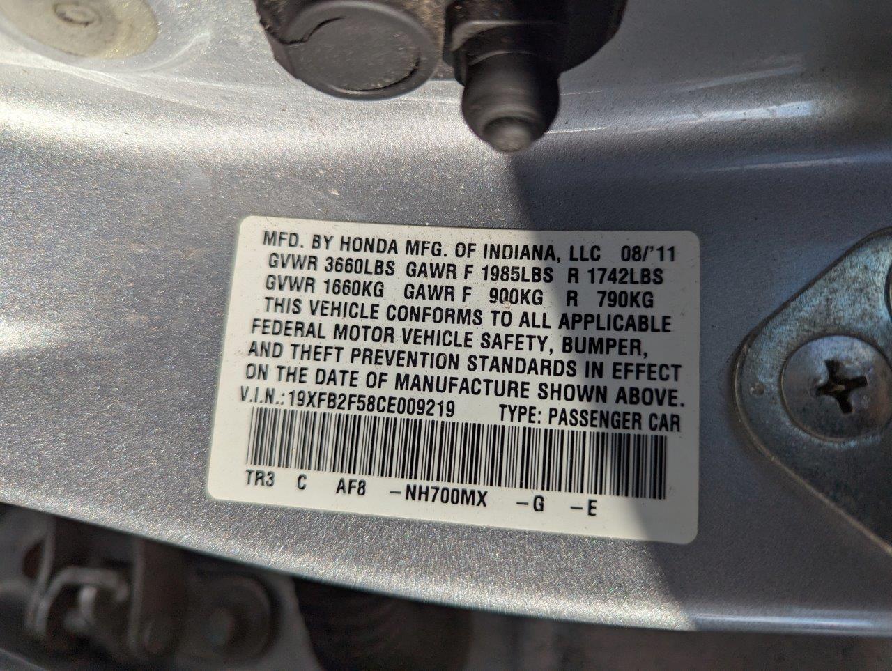 2012 Honda Civic LX 4-Door Sedan - 1.8L i-VTEC Engine, Automatic, FWD